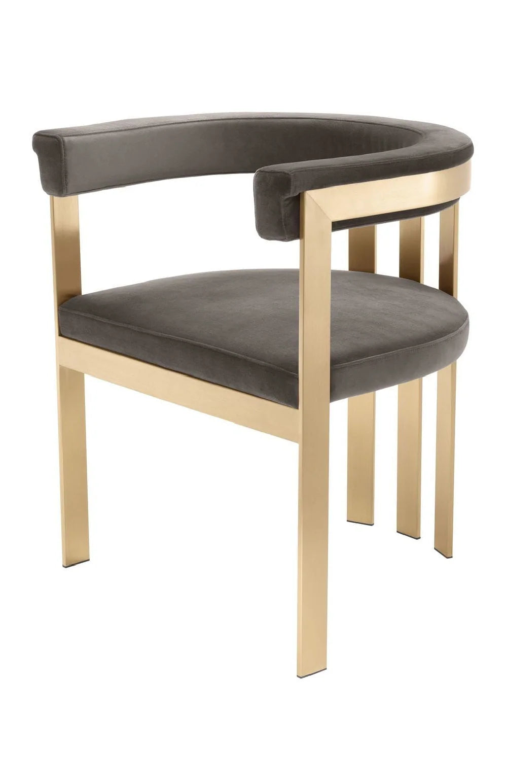 Luxury Curved Gray Velvet Modern Dining Chair European Style for Villa