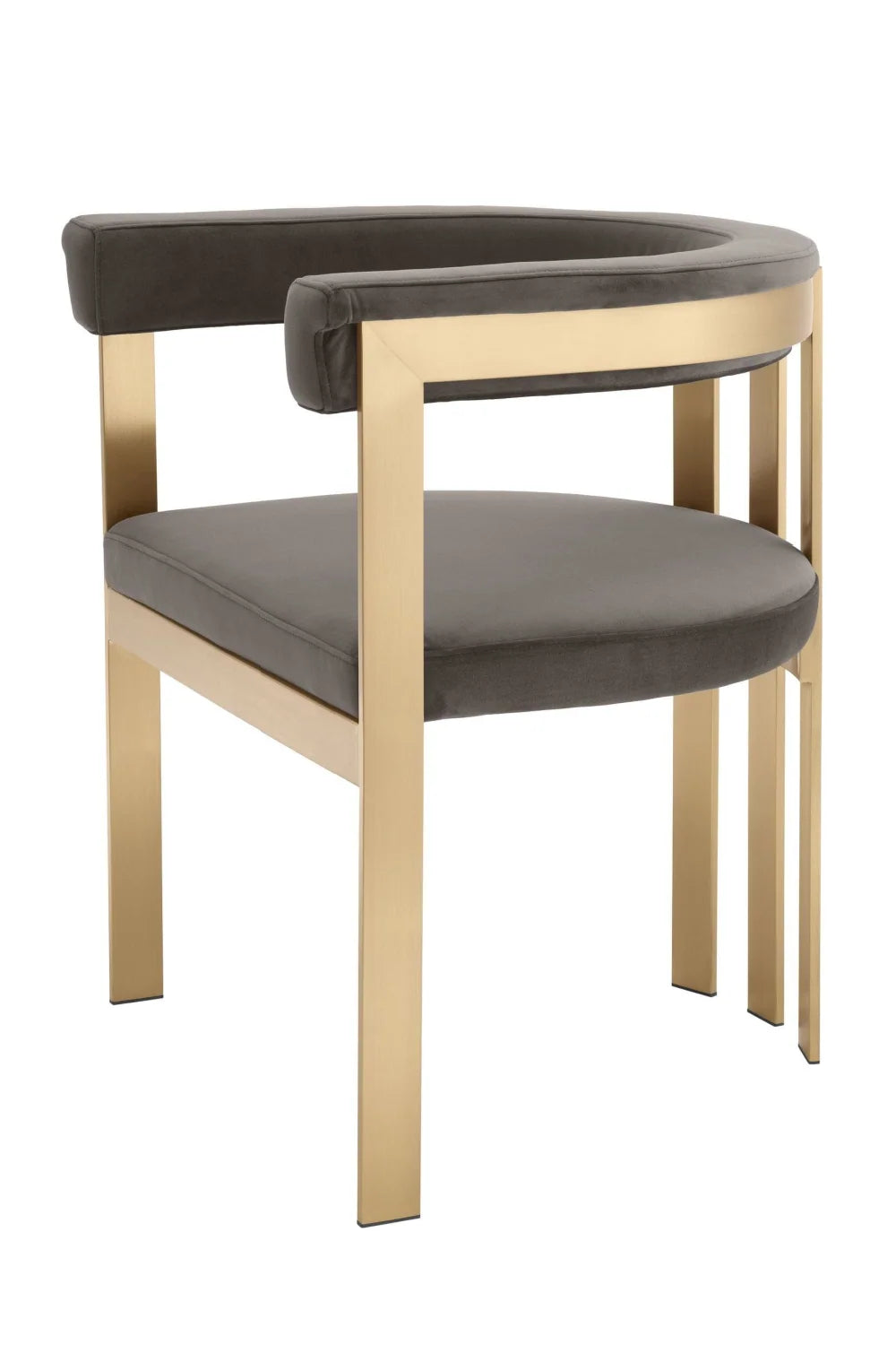 Luxury Curved Gray Velvet Modern Dining Chair European Style for Villa