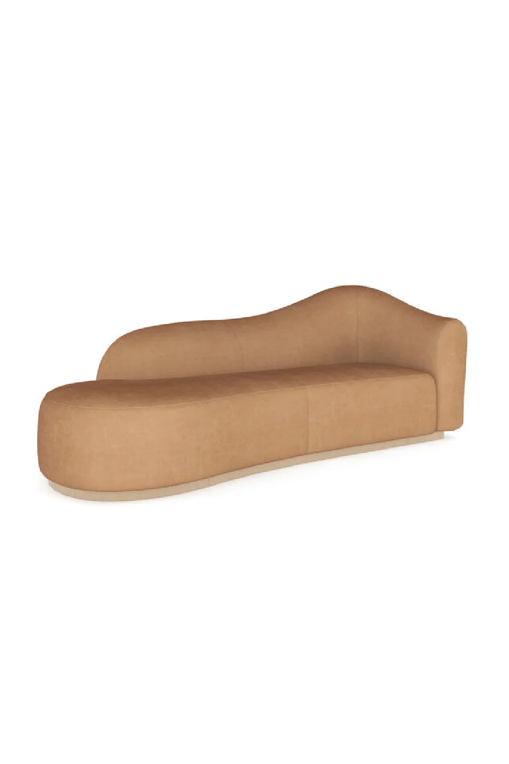 Luxury Curved Light Brown Velvet Chaise Longue Modern Italian Style for Villa