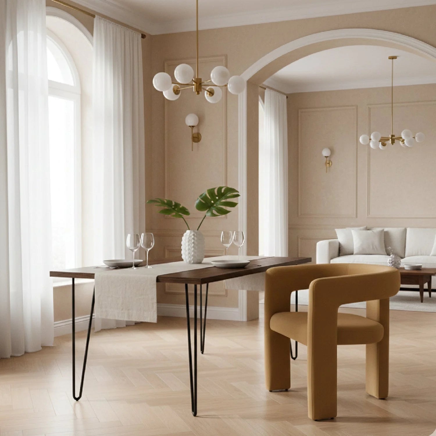 Luxury Curved Modern Dining Chair European Style for Villa