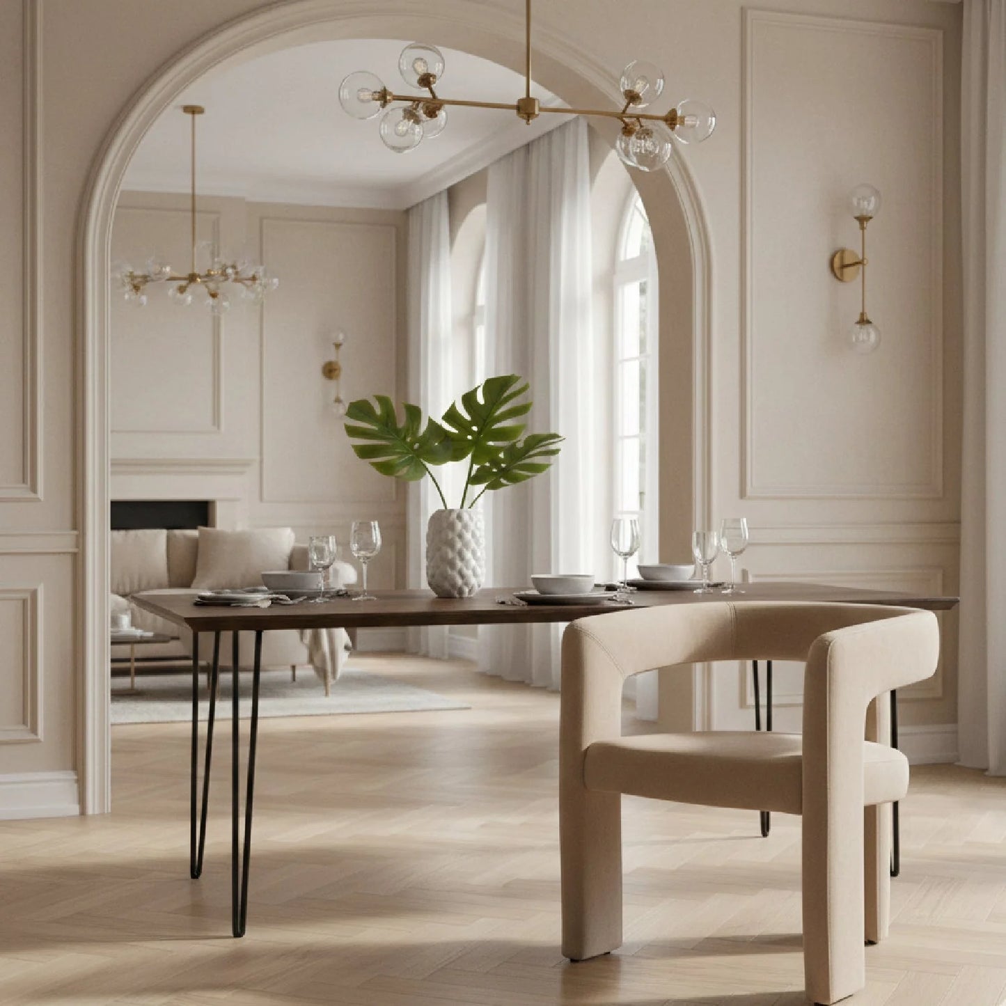 Luxury Curved Modern Dining Chair European Style for Villa
