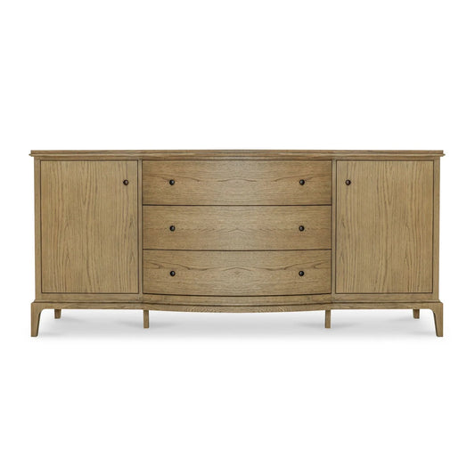 Luxury Curved Oak 3-Drawer Sideboard European Style for Villa