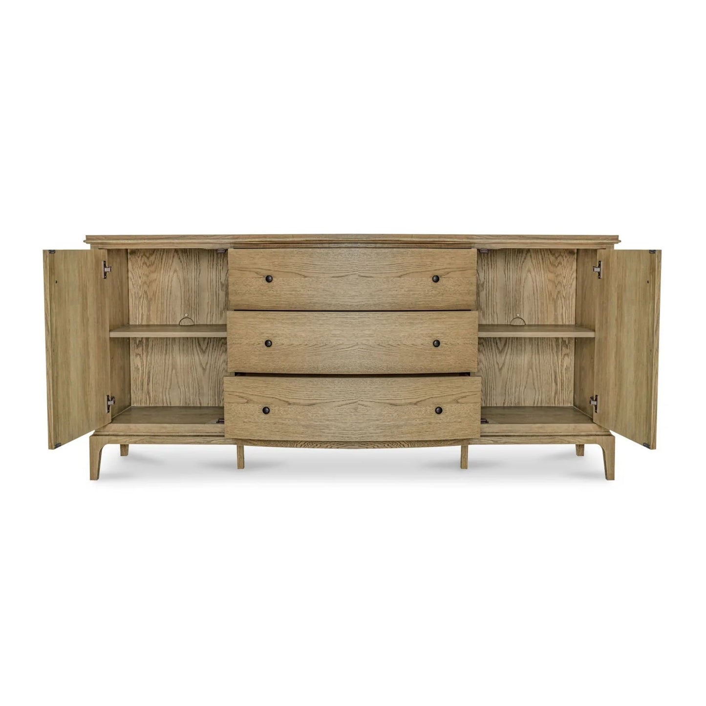 Luxury Curved Oak 3-Drawer Sideboard European Style for Villa