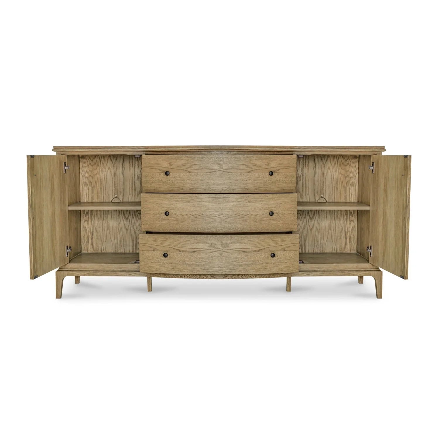 Luxury Curved Oak 3-Drawer Sideboard European Style for Villa