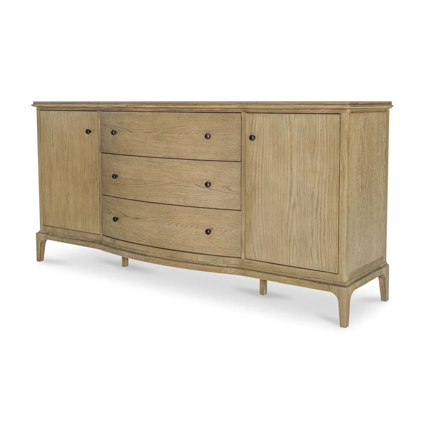 Luxury Curved Oak 3-Drawer Sideboard European Style for Villa