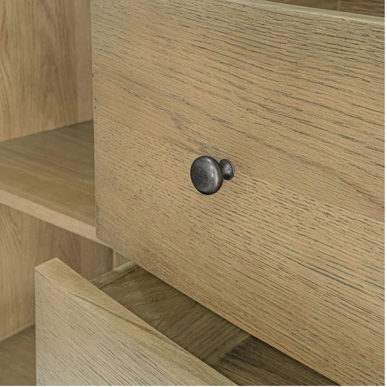 Luxury Curved Oak 3-Drawer Sideboard European Style for Villa
