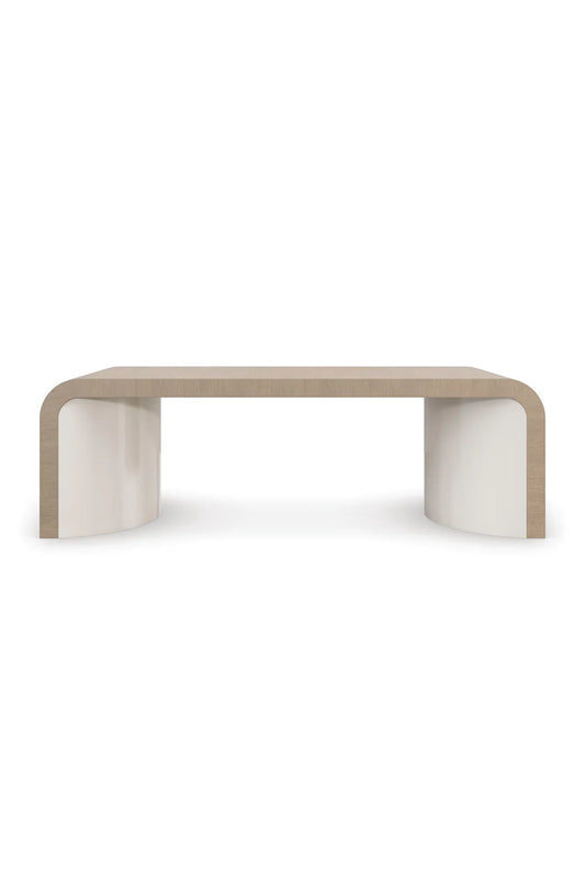Luxury Curved Oak Coffee Table Modern Italian Style for Villa