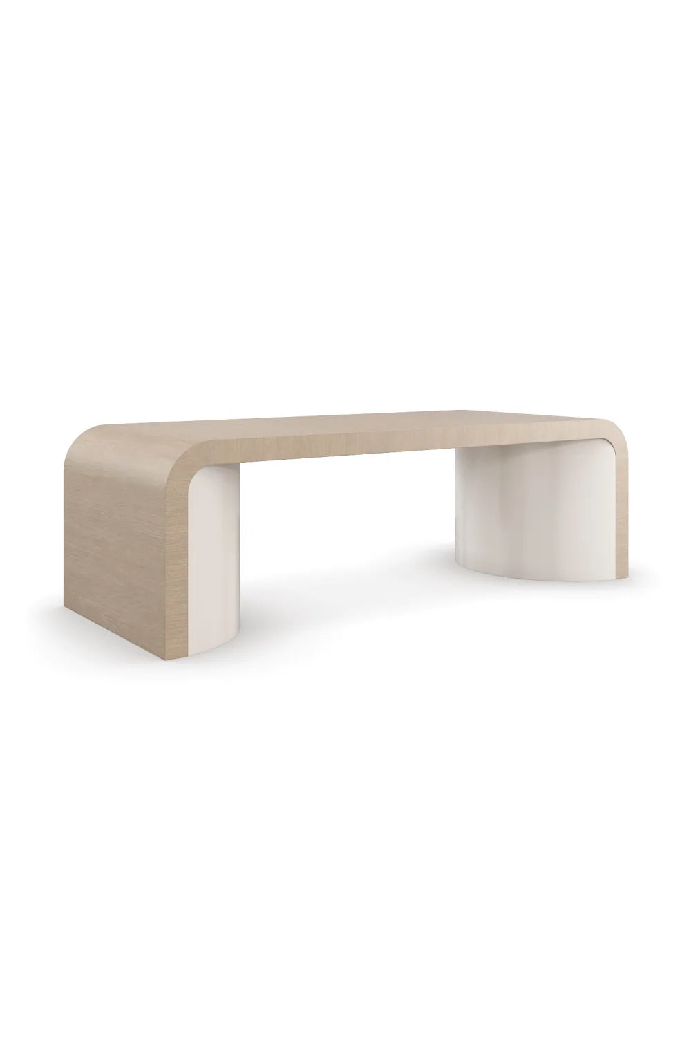Luxury Curved Oak Coffee Table Modern Italian Style for Villa