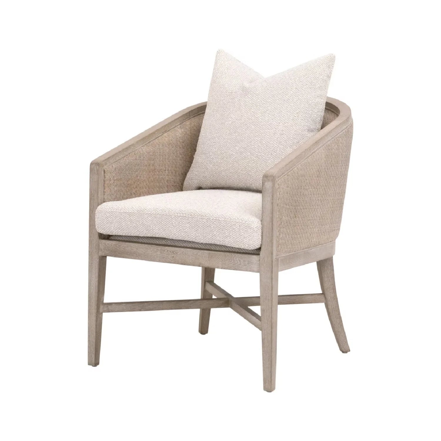 Luxury Curved Oak Linen Lounge Chair Modern Italian Style for Villa