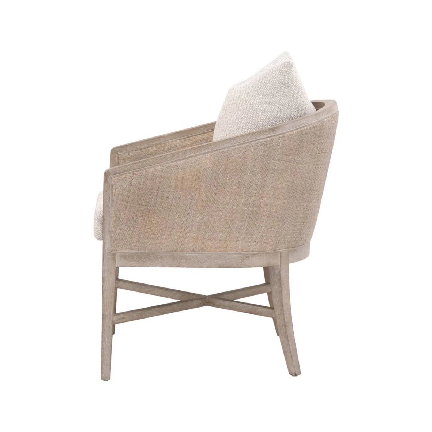 Luxury Curved Oak Linen Lounge Chair Modern Italian Style for Villa