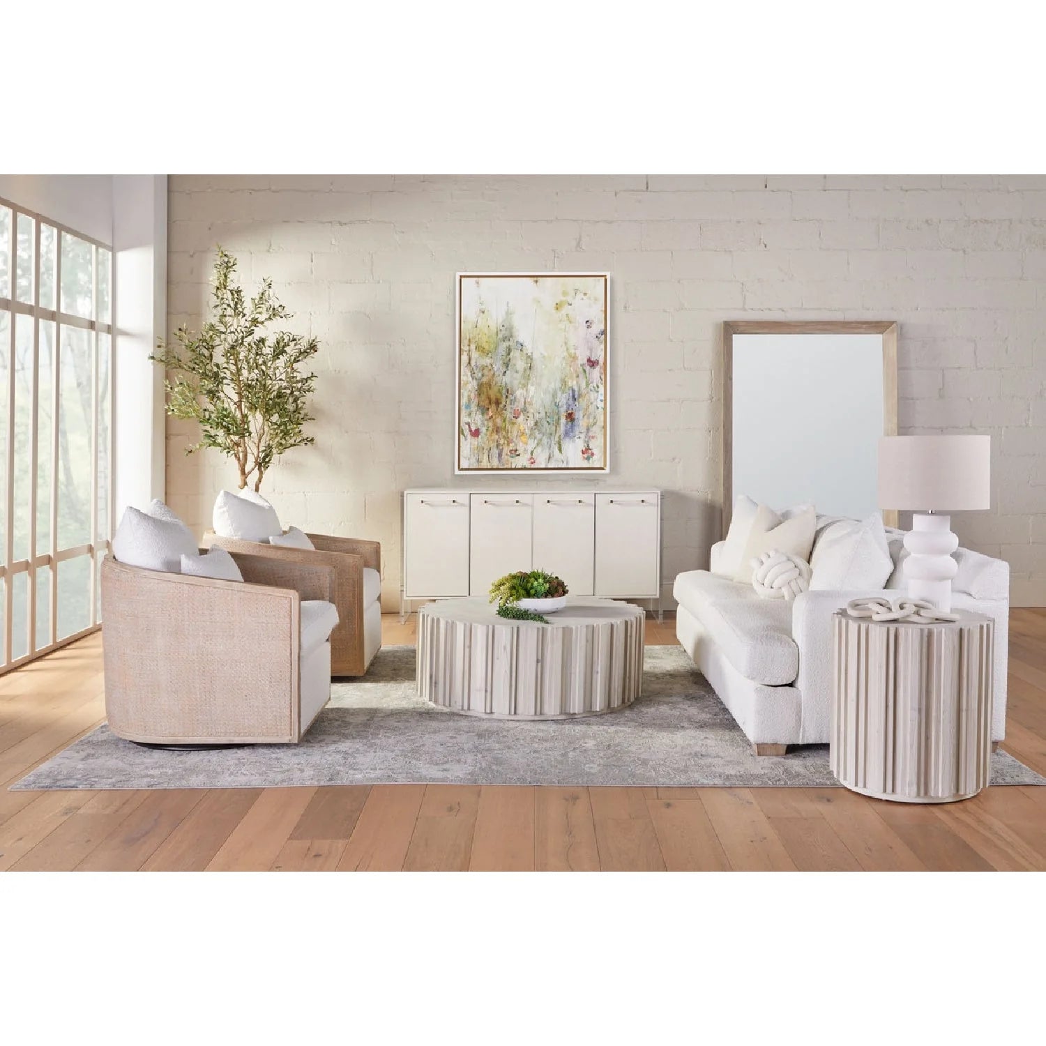 Luxury Curved Oak Swivel Lounge Chair European Style for Villa