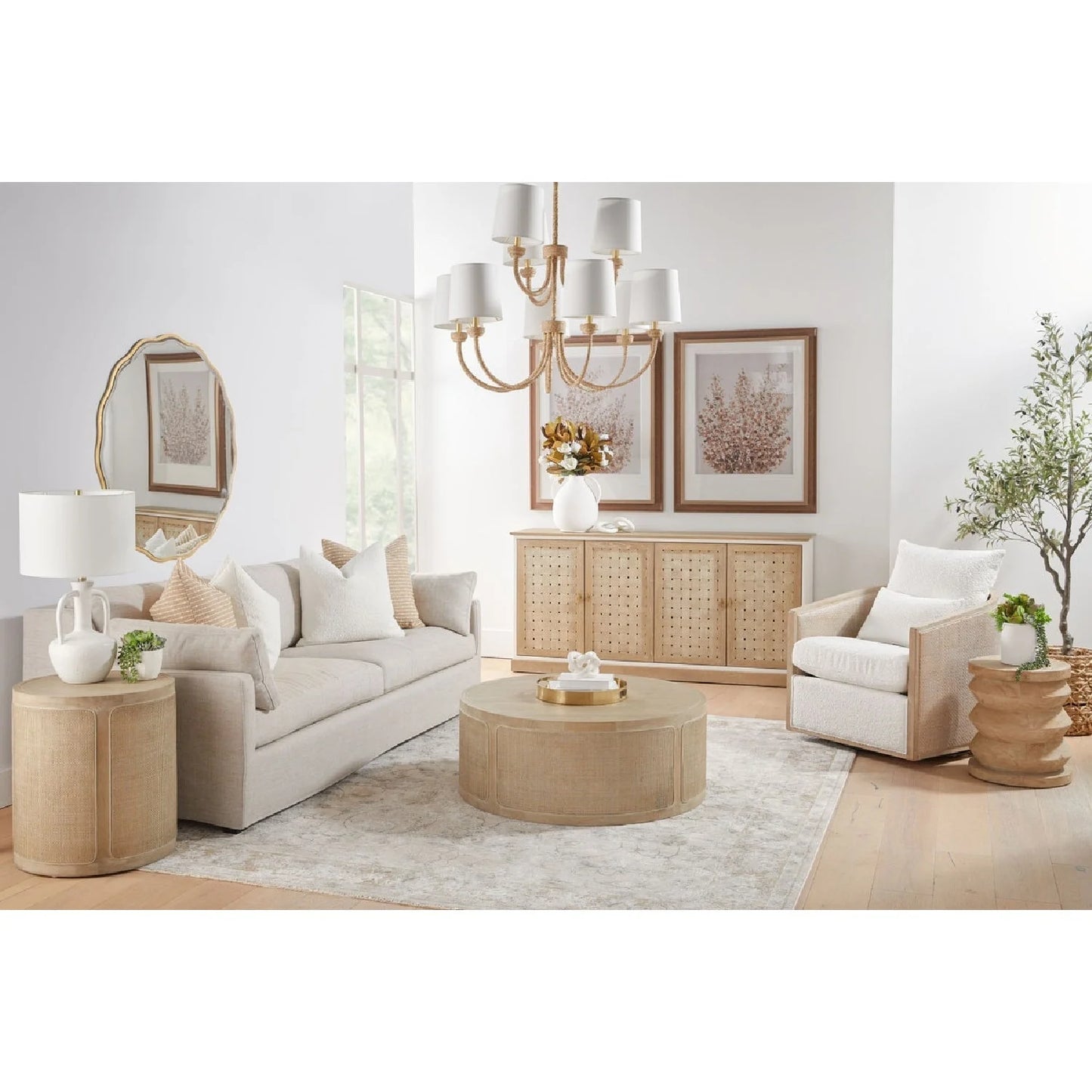 Luxury Curved Oak Swivel Lounge Chair European Style for Villa
