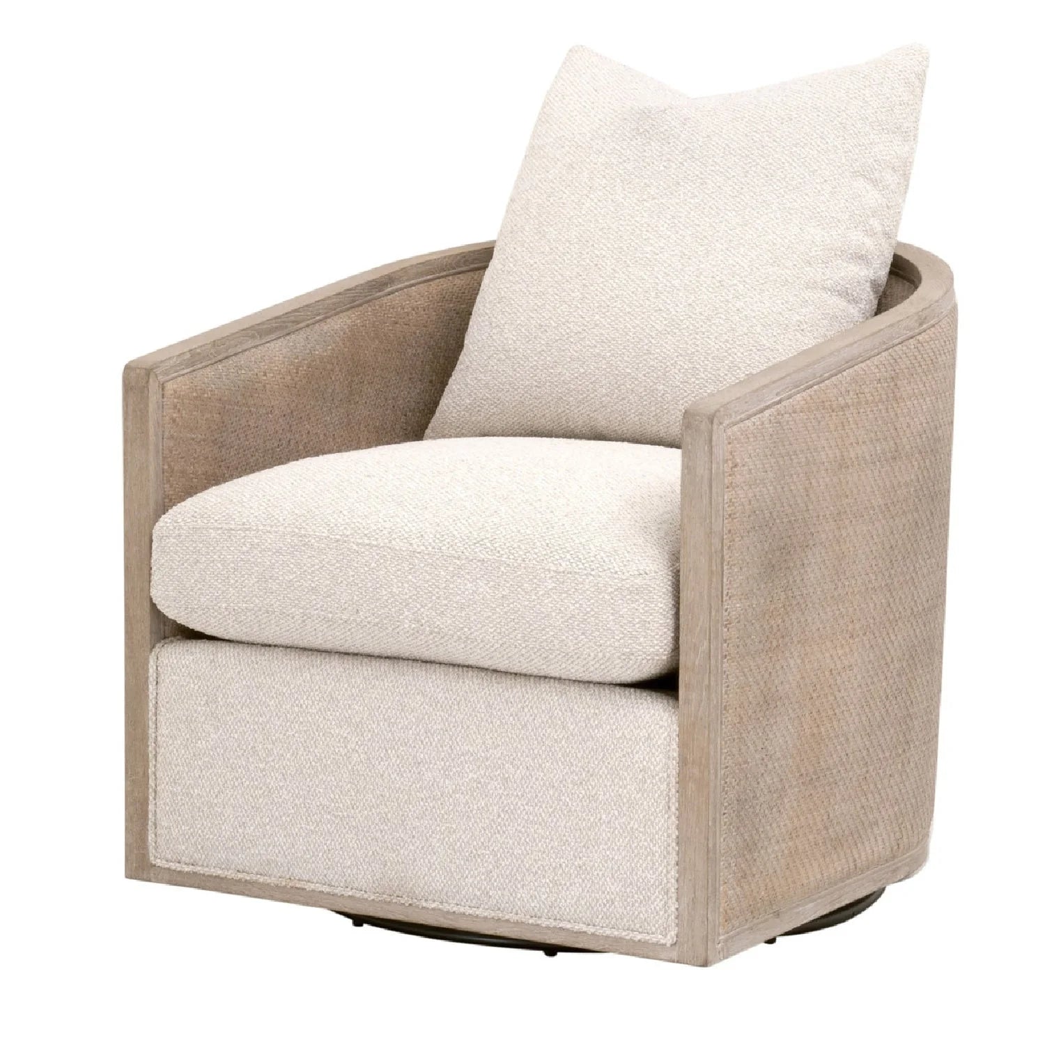 Luxury Curved Oak Swivel Lounge Chair European Style for Villa