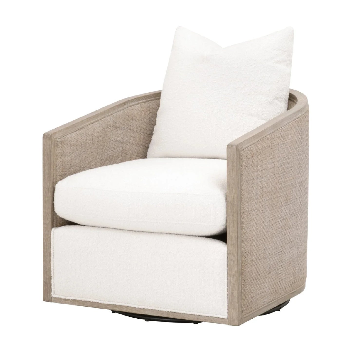 Luxury Curved Oak Swivel Lounge Chair European Style for Villa