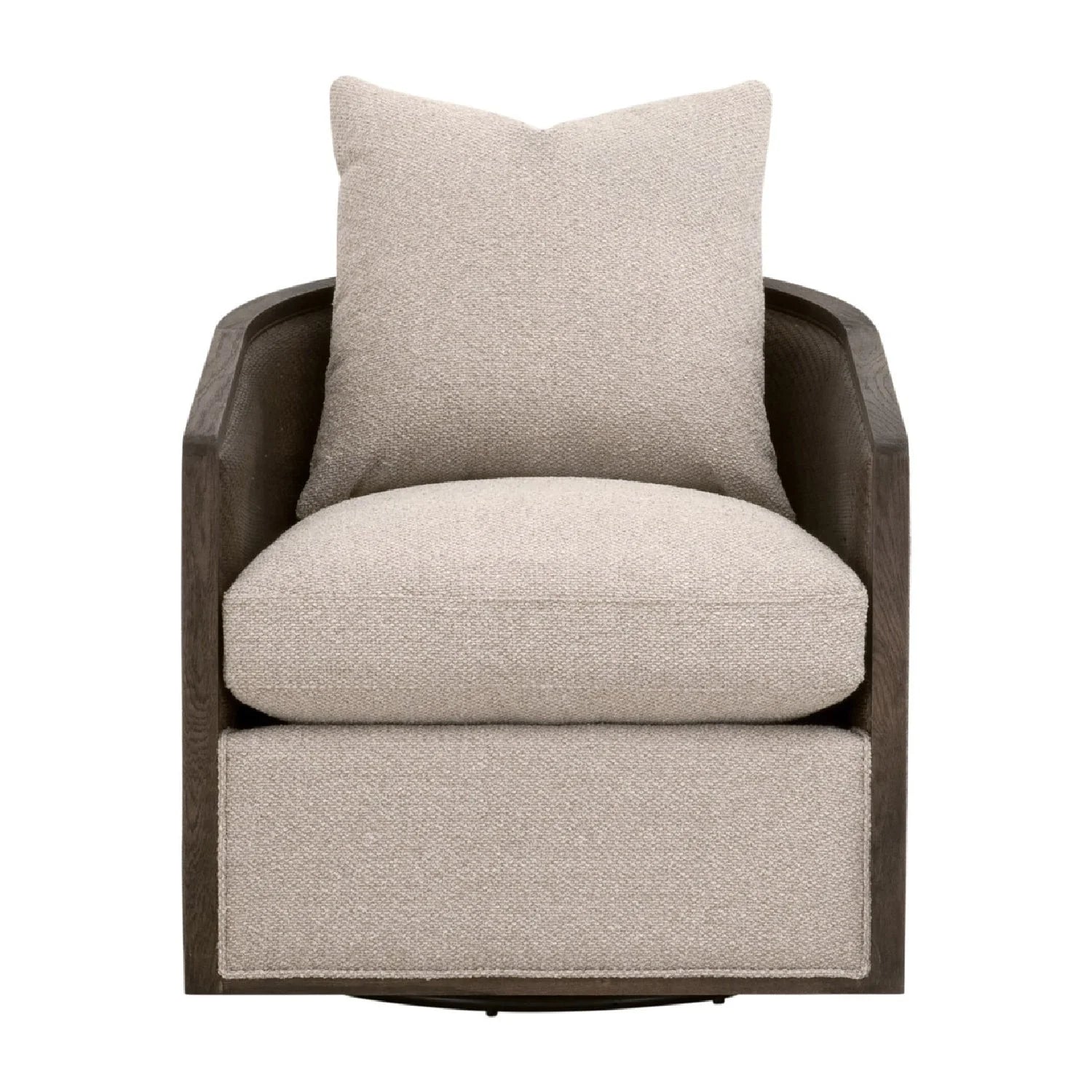 Luxury Curved Oak Swivel Lounge Chair European Style for Villa