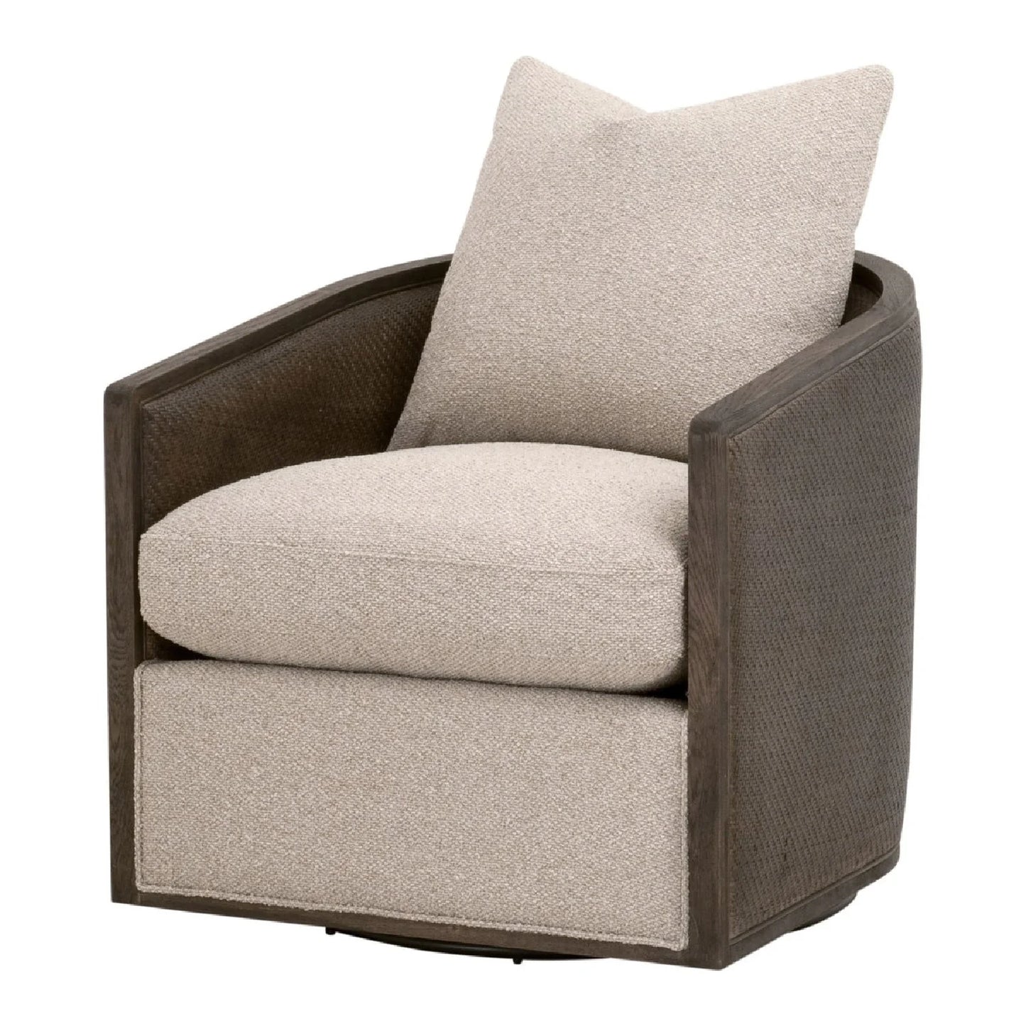 Luxury Curved Oak Swivel Lounge Chair European Style for Villa
