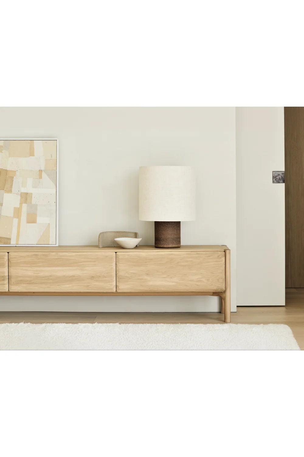 Luxury Curved Oak TV Cupboard Modern Italian Style for Villa