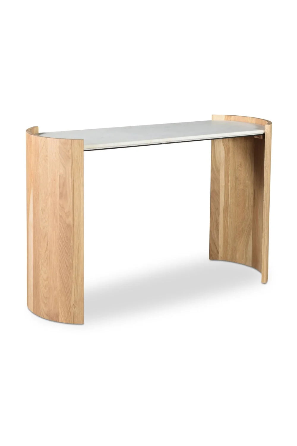 Luxury Curved Oak White Marble Console Table Modern Italian Style for Villa