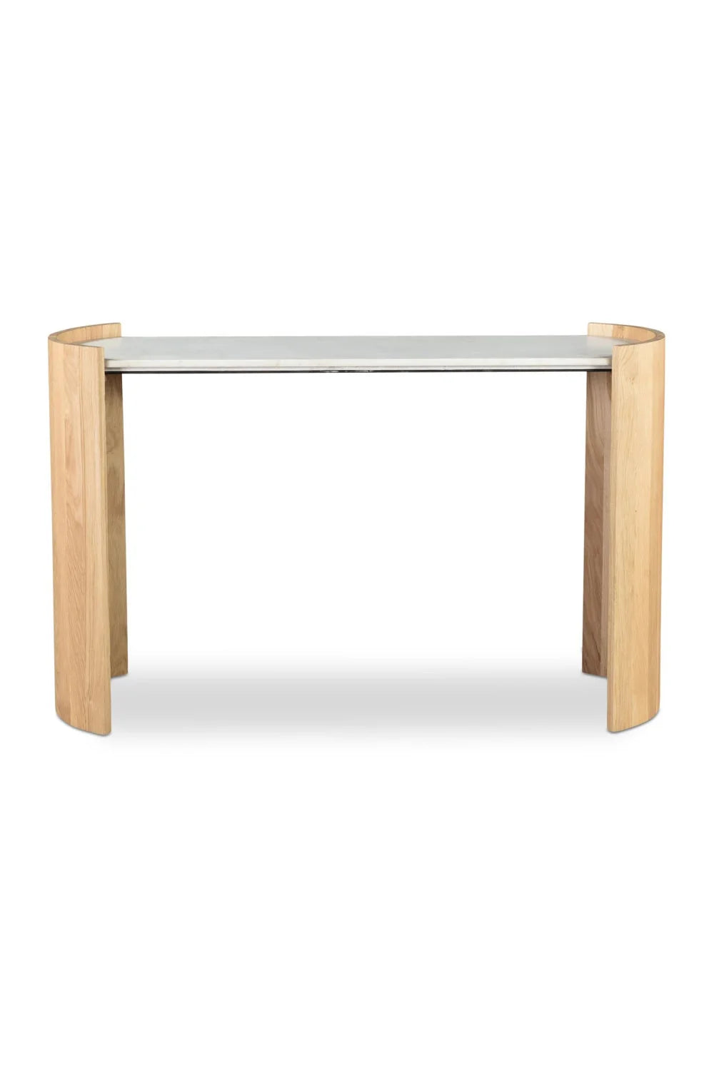 Luxury Curved Oak White Marble Console Table Modern Italian Style for Villa