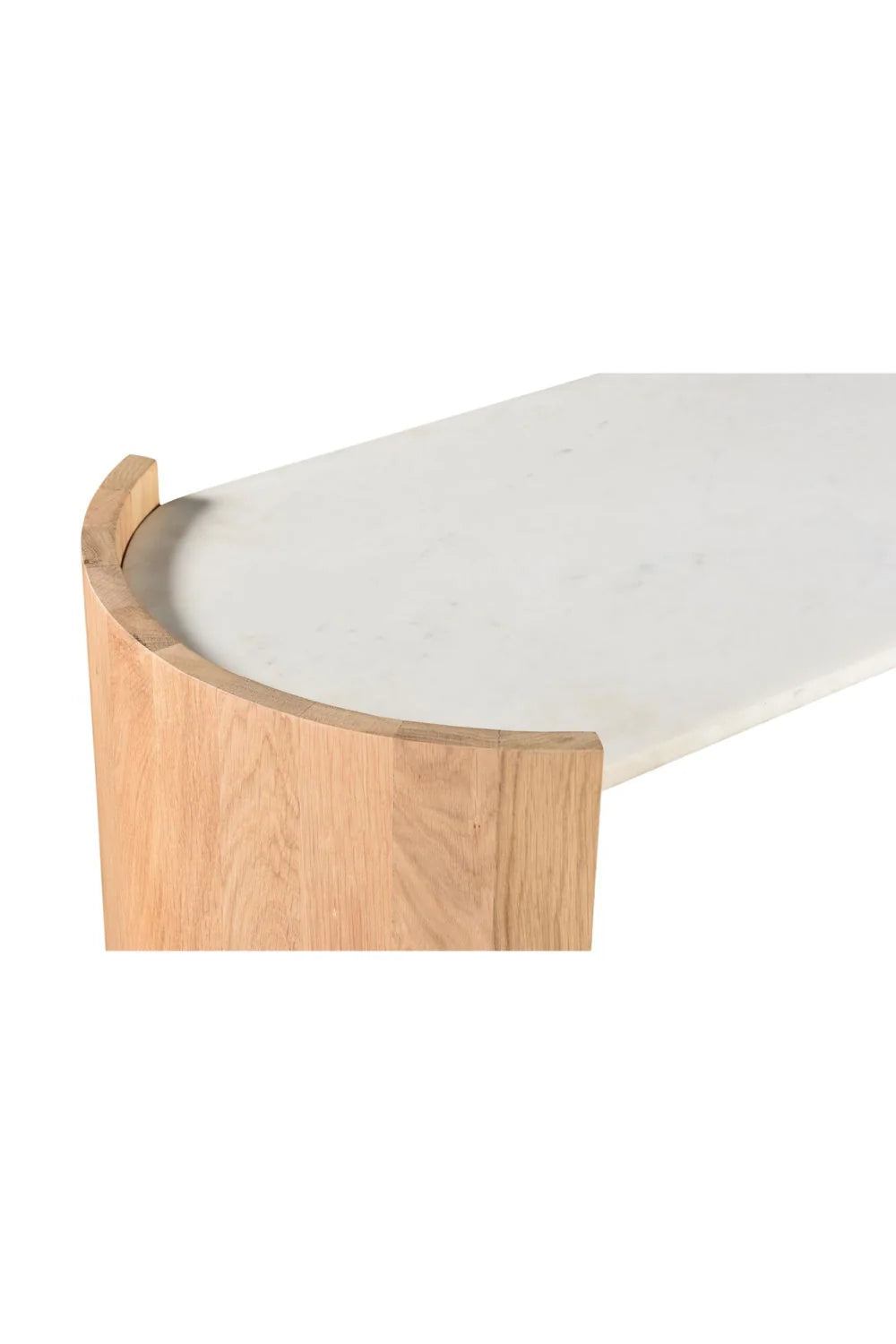 Luxury Curved Oak White Marble Console Table Modern Italian Style for Villa