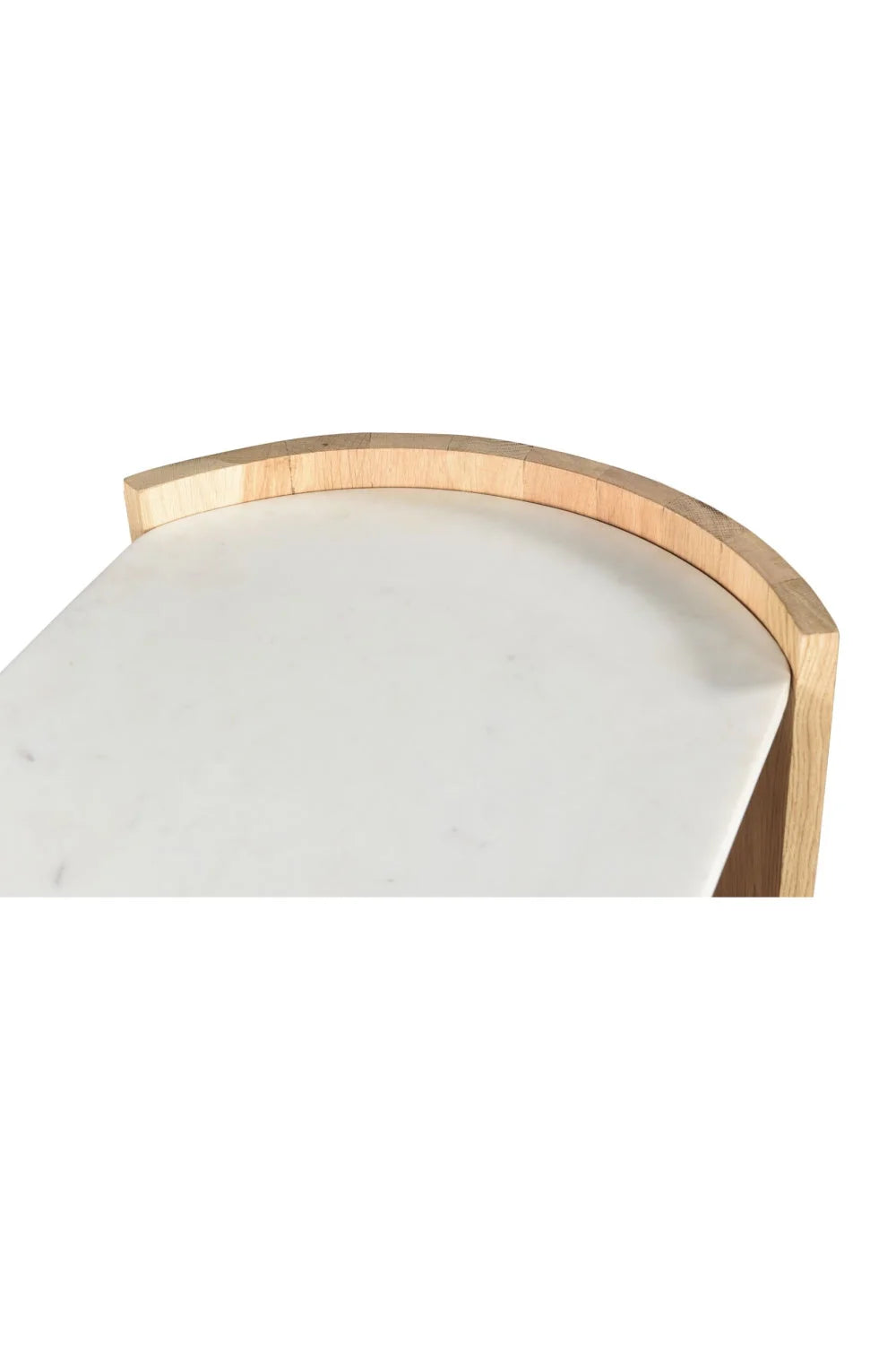 Luxury Curved Oak White Marble Console Table Modern Italian Style for Villa