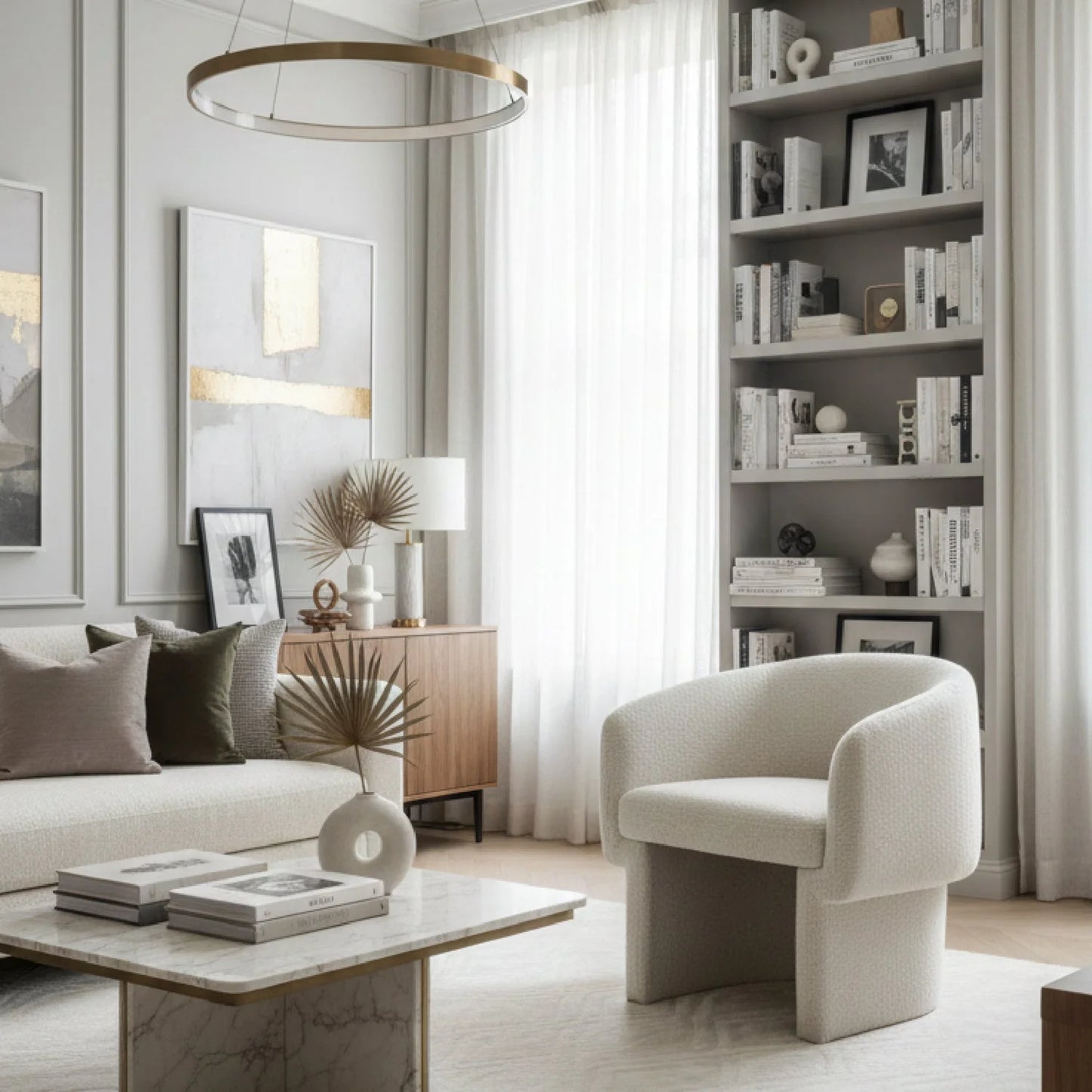 Luxury Curved Occasional Chair Modern Italian Style for Villa