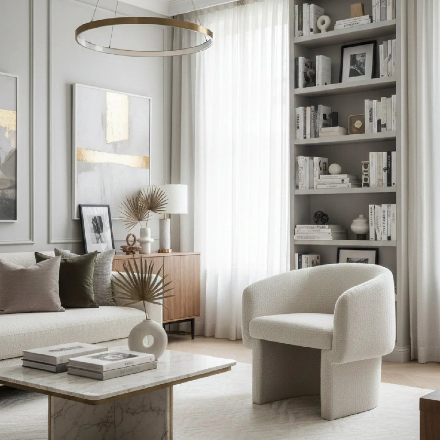 Luxury Curved Occasional Chair Modern Italian Style for Villa