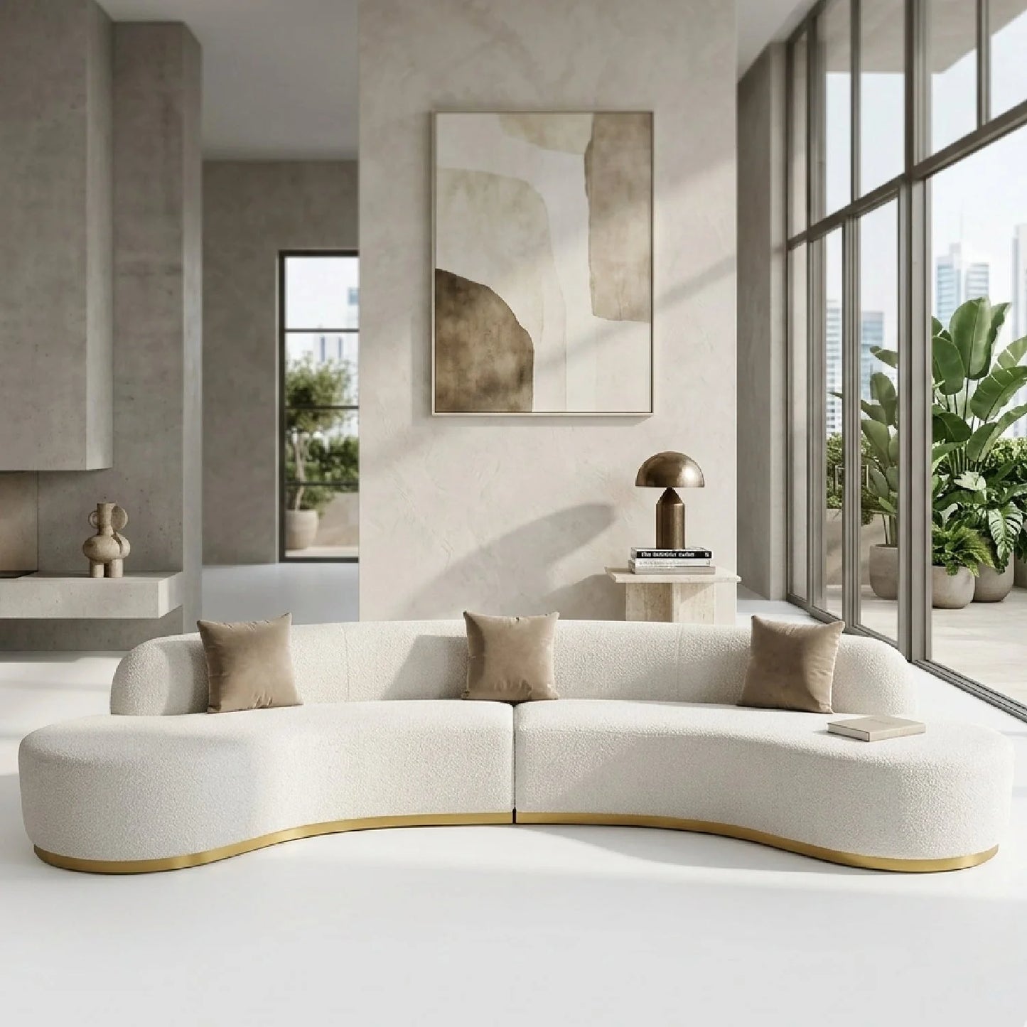 Luxury Curved Sectional Sofa Modern Italian Style for Villa