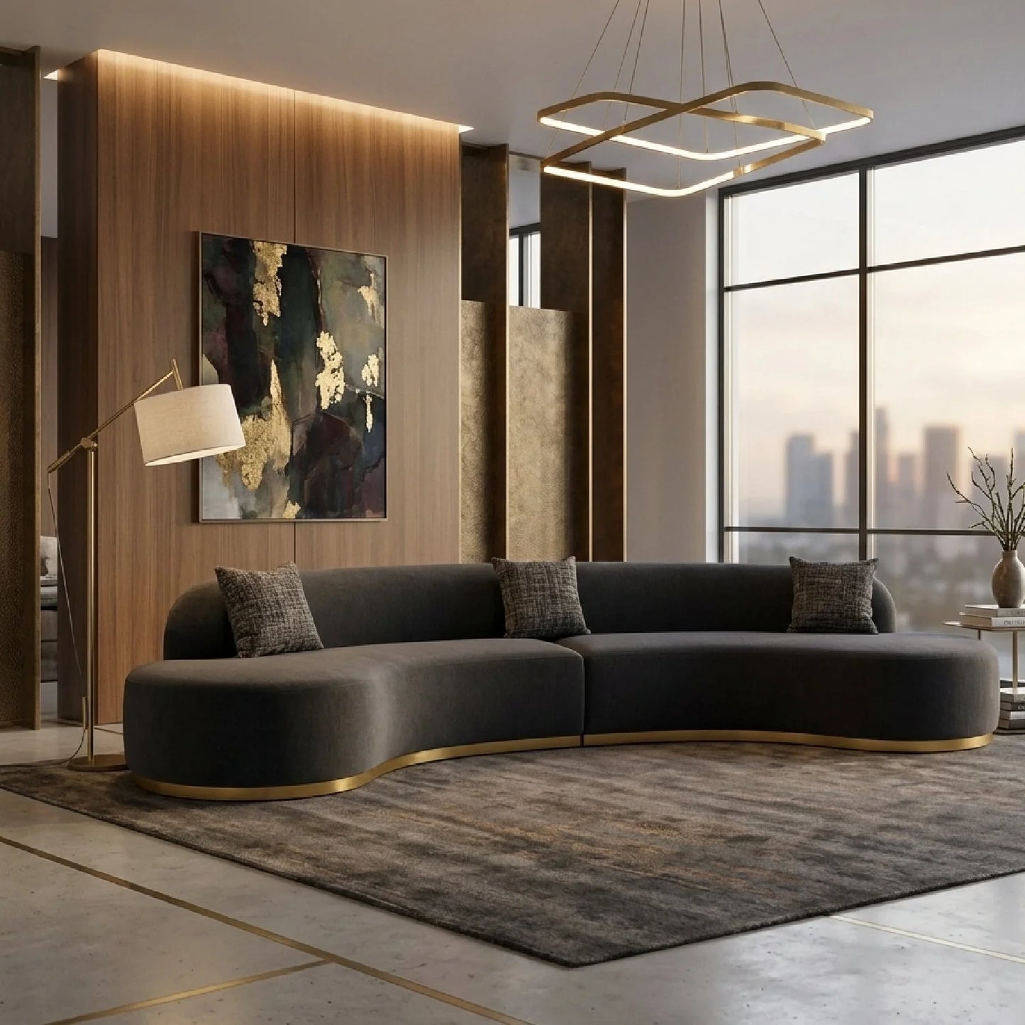 Luxury Curved Sectional Sofa Modern Italian Style for Villa