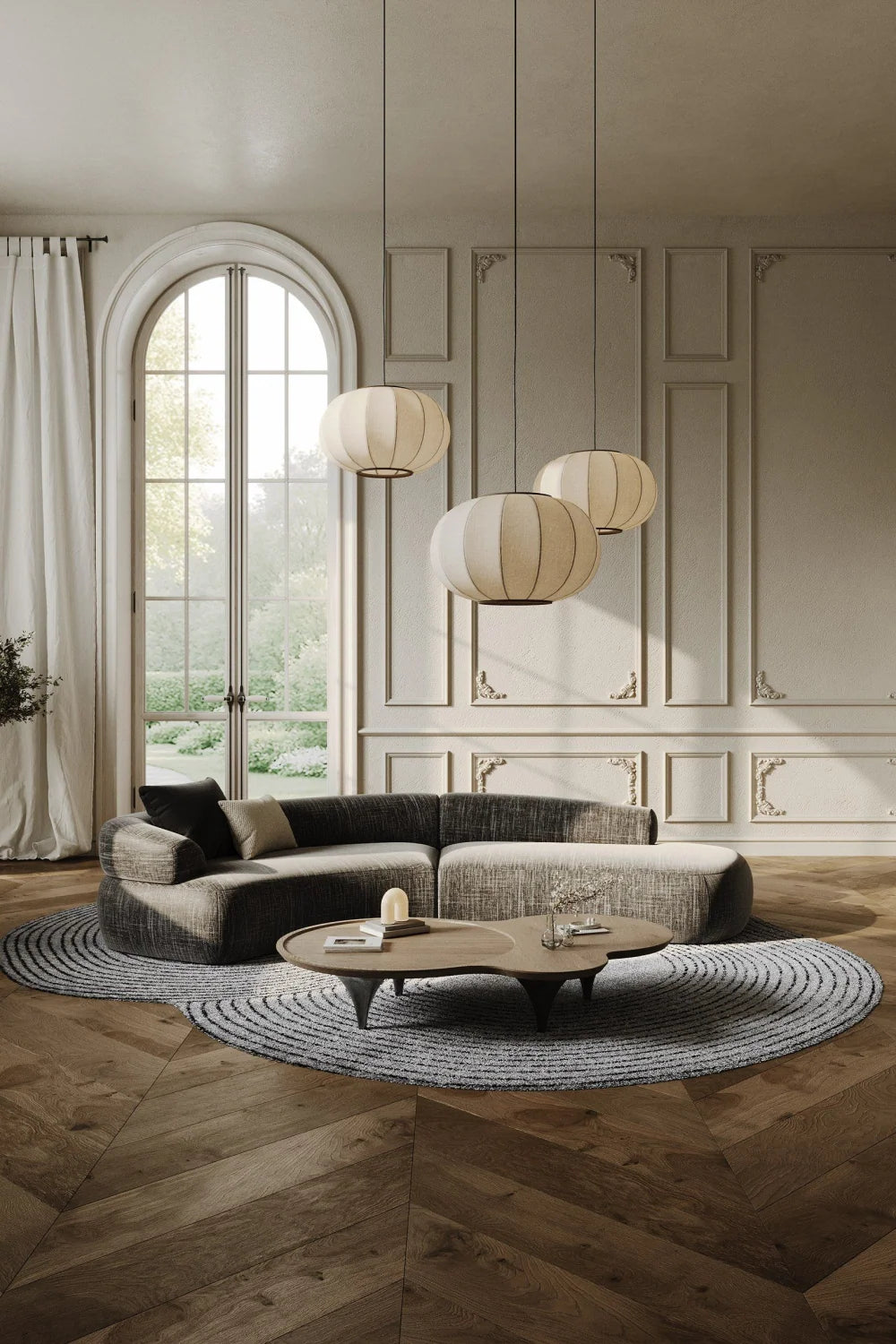Luxury Curved Sectional Sofa Modern Italian Style for Villa