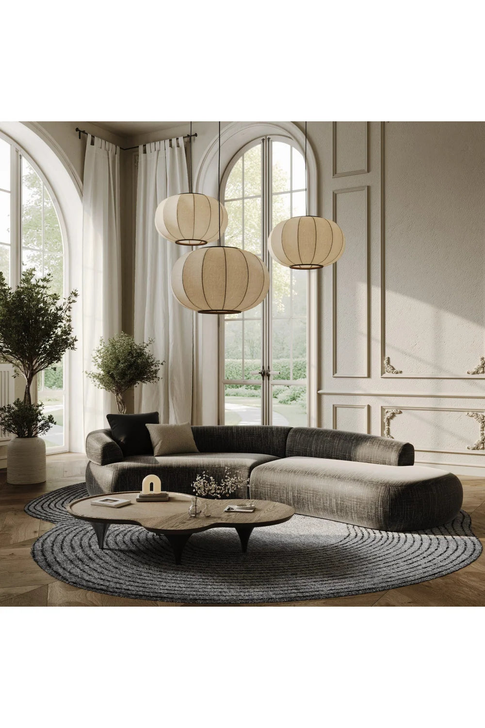 Luxury Curved Sectional Sofa Modern Italian Style for Villa