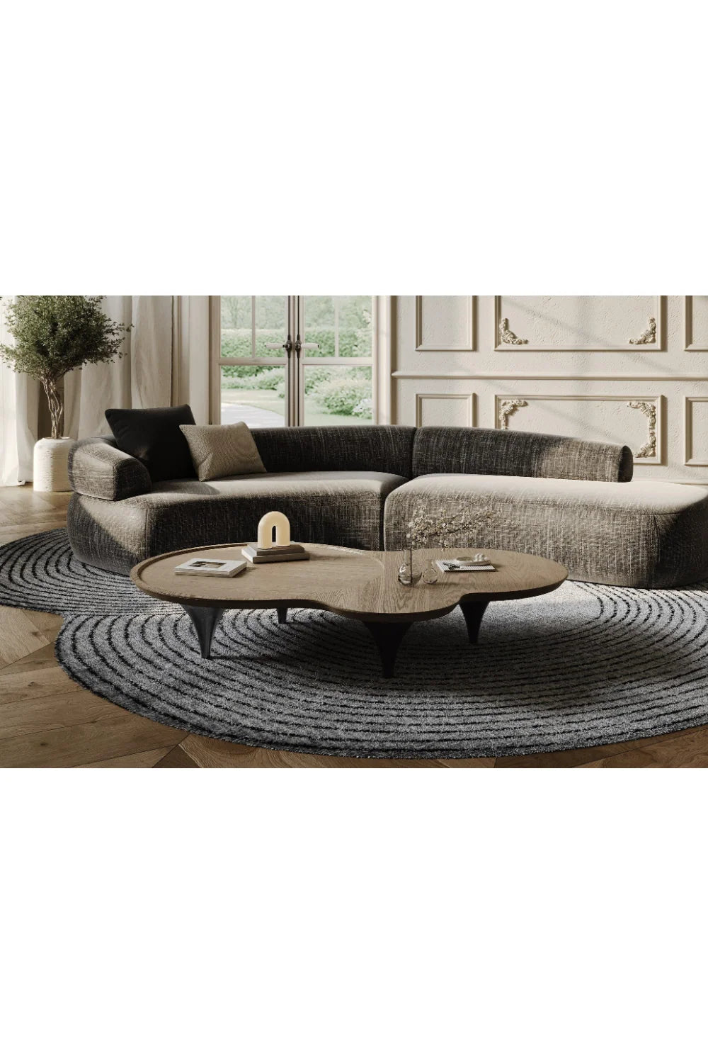 Luxury Curved Sectional Sofa Modern Italian Style for Villa