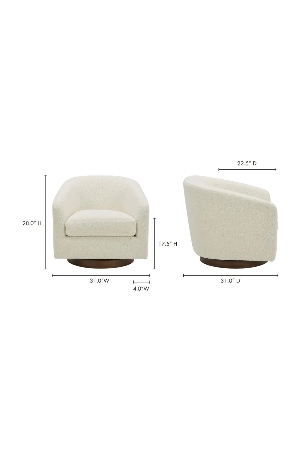 Luxury Curved Swivel Accent Chair Modern Italian Style for Villa