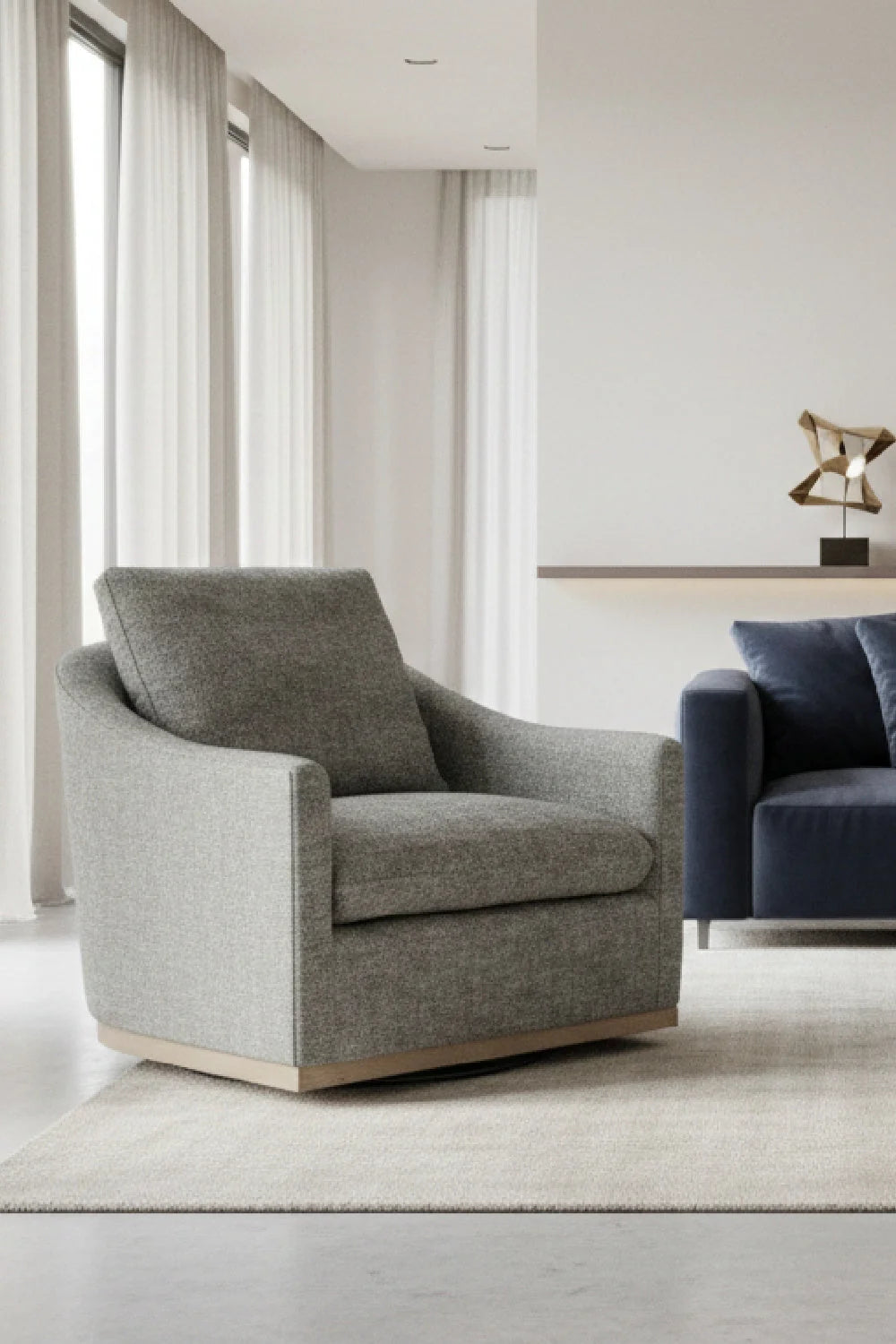 Luxury Curved Swivel Lounge Chair Modern Italian Style for Villa