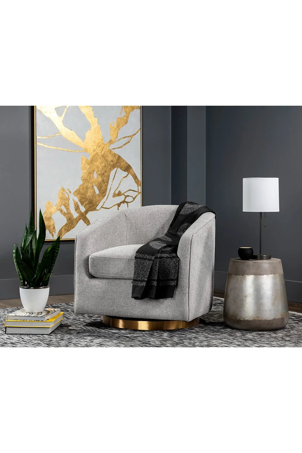 Luxury Curved Swivel Lounge Chair Modern Italian Style for Villa