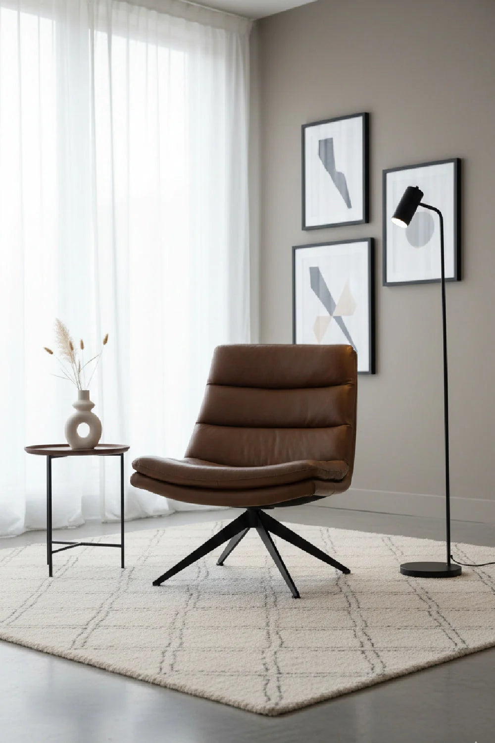 Luxury Curved Swivel Lounge Chair Modern Italian Style for Villa