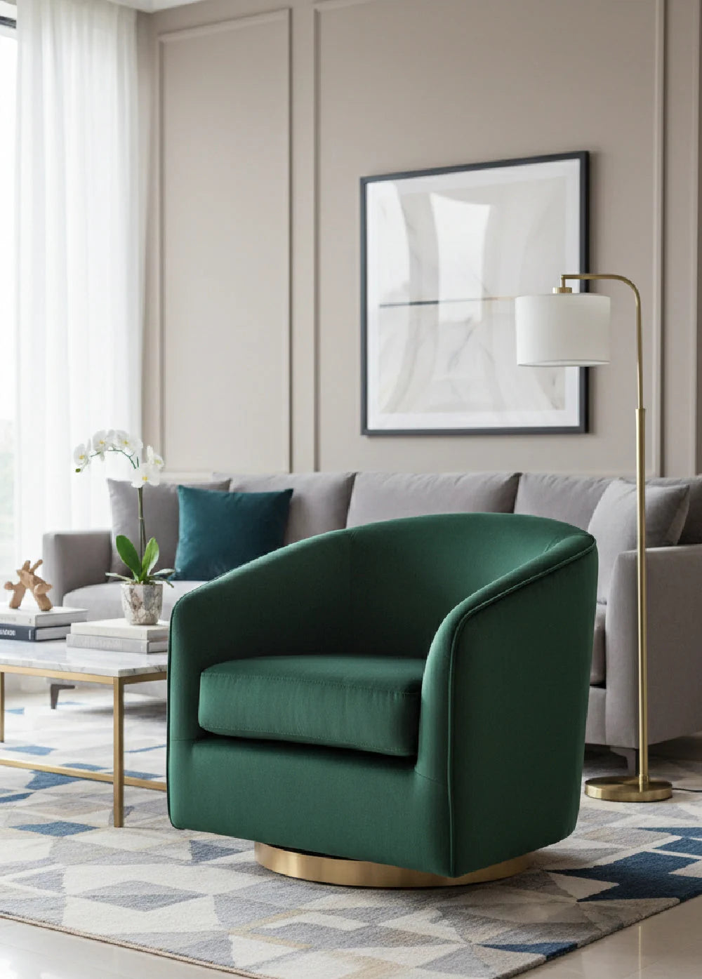 Luxury Curved Swivel Lounge Chair Modern Italian Style for Villa