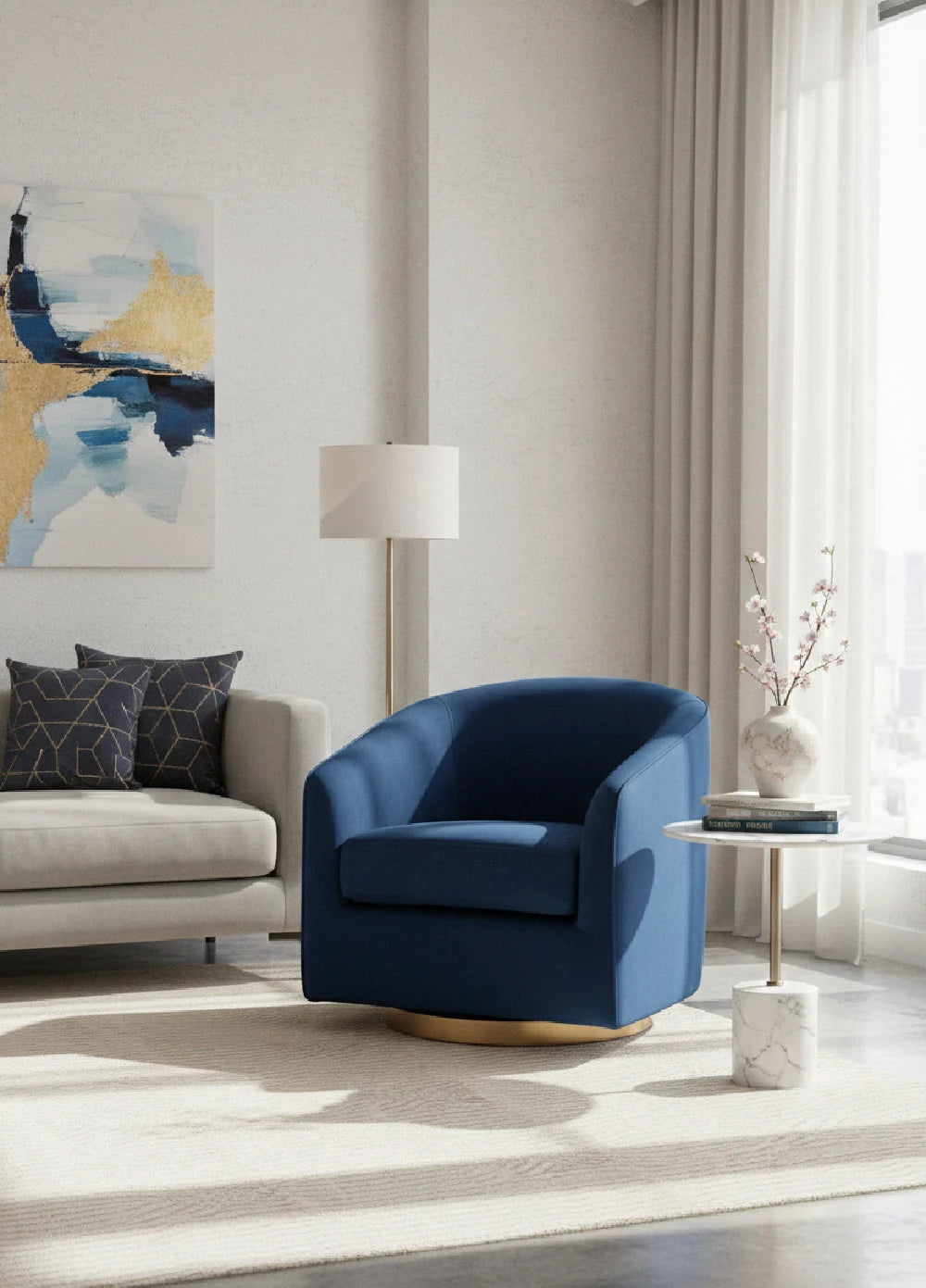 Luxury Curved Swivel Lounge Chair Modern Italian Style for Villa