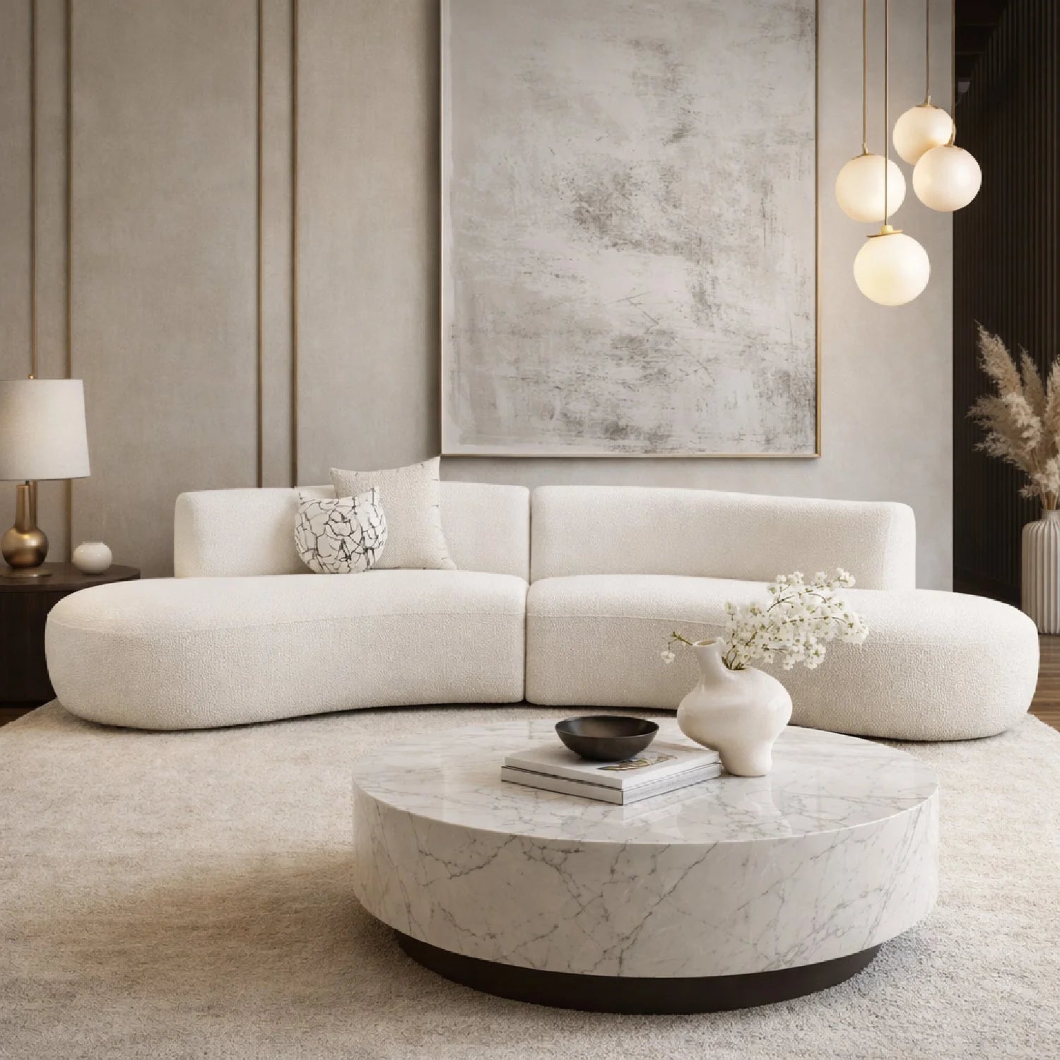 Luxury Curved Symmetrical Sectional Sofa Modern Italian Style for Villa