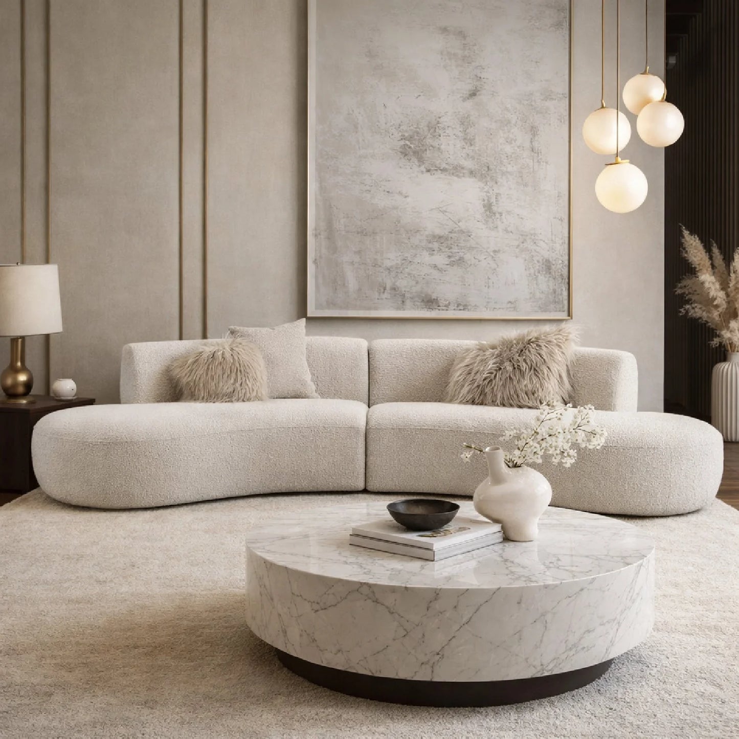 Luxury Curved Symmetrical Sectional Sofa Modern Italian Style for Villa