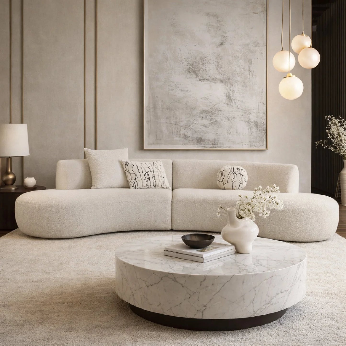 Luxury Curved Symmetrical Sectional Sofa Modern Italian Style for Villa