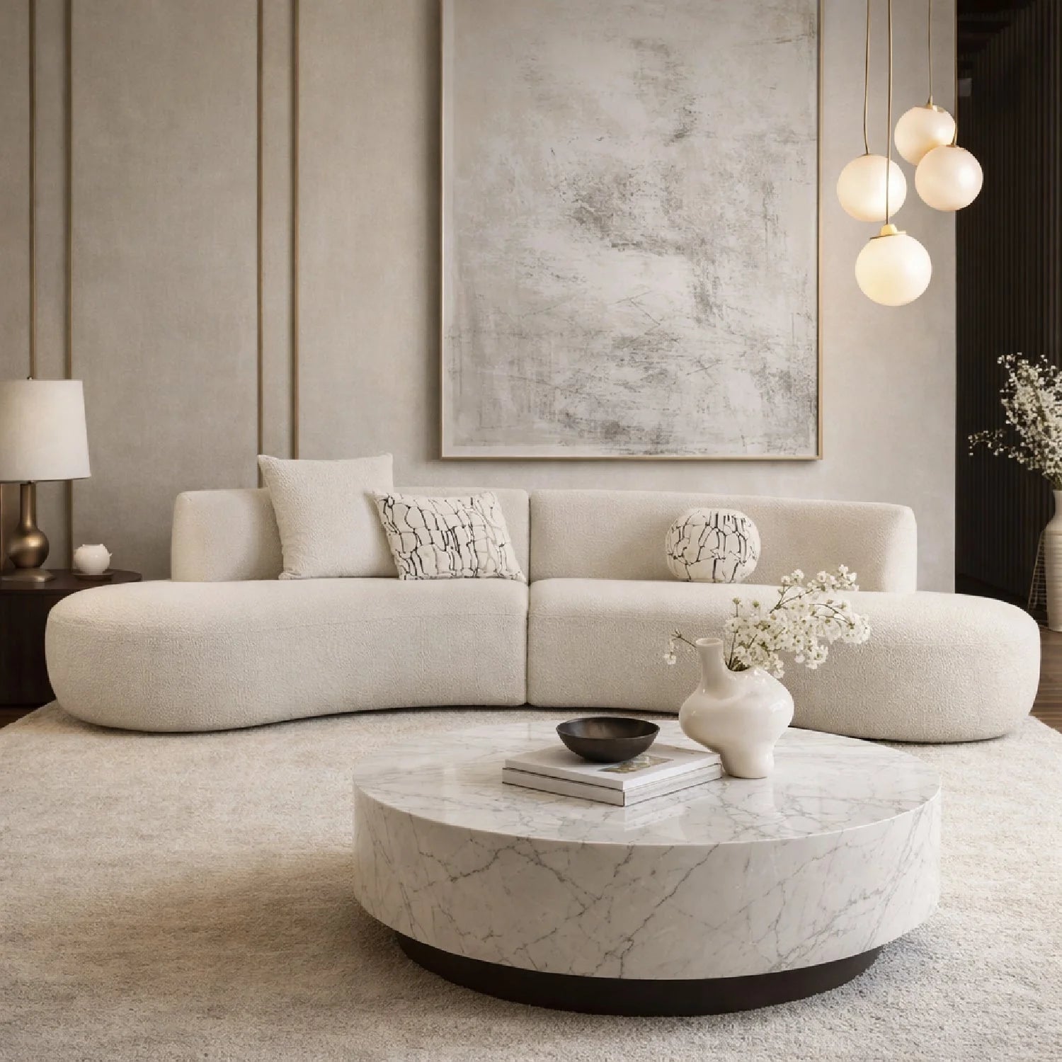 Luxury Curved Symmetrical Sectional Sofa Modern Italian Style for Villa