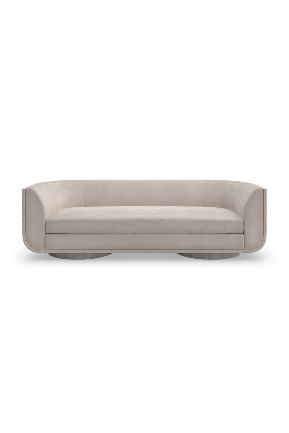 Luxury Curved Taupe Velvet Sofa Modern Italian Style for Villa