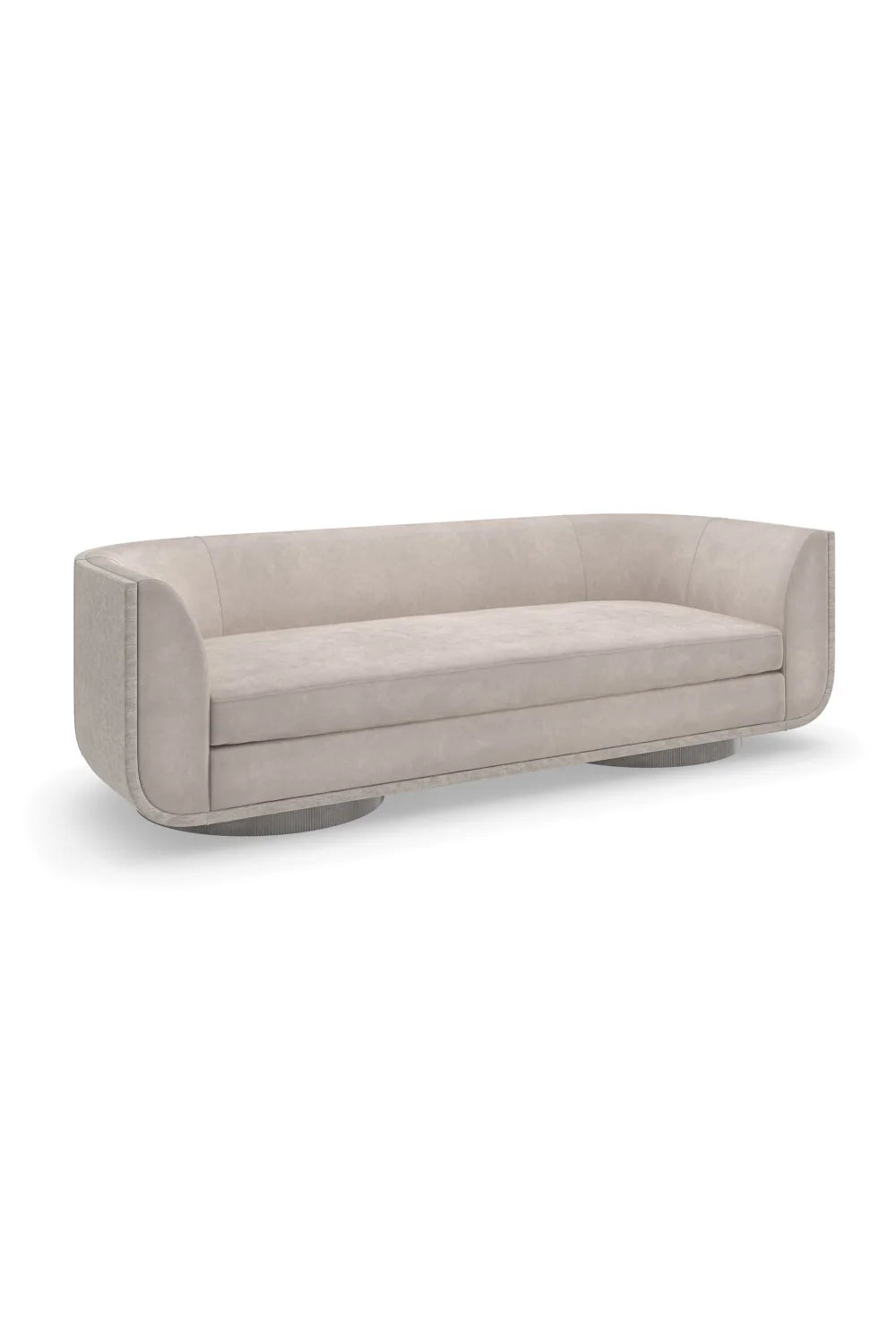 Luxury Curved Taupe Velvet Sofa Modern Italian Style for Villa