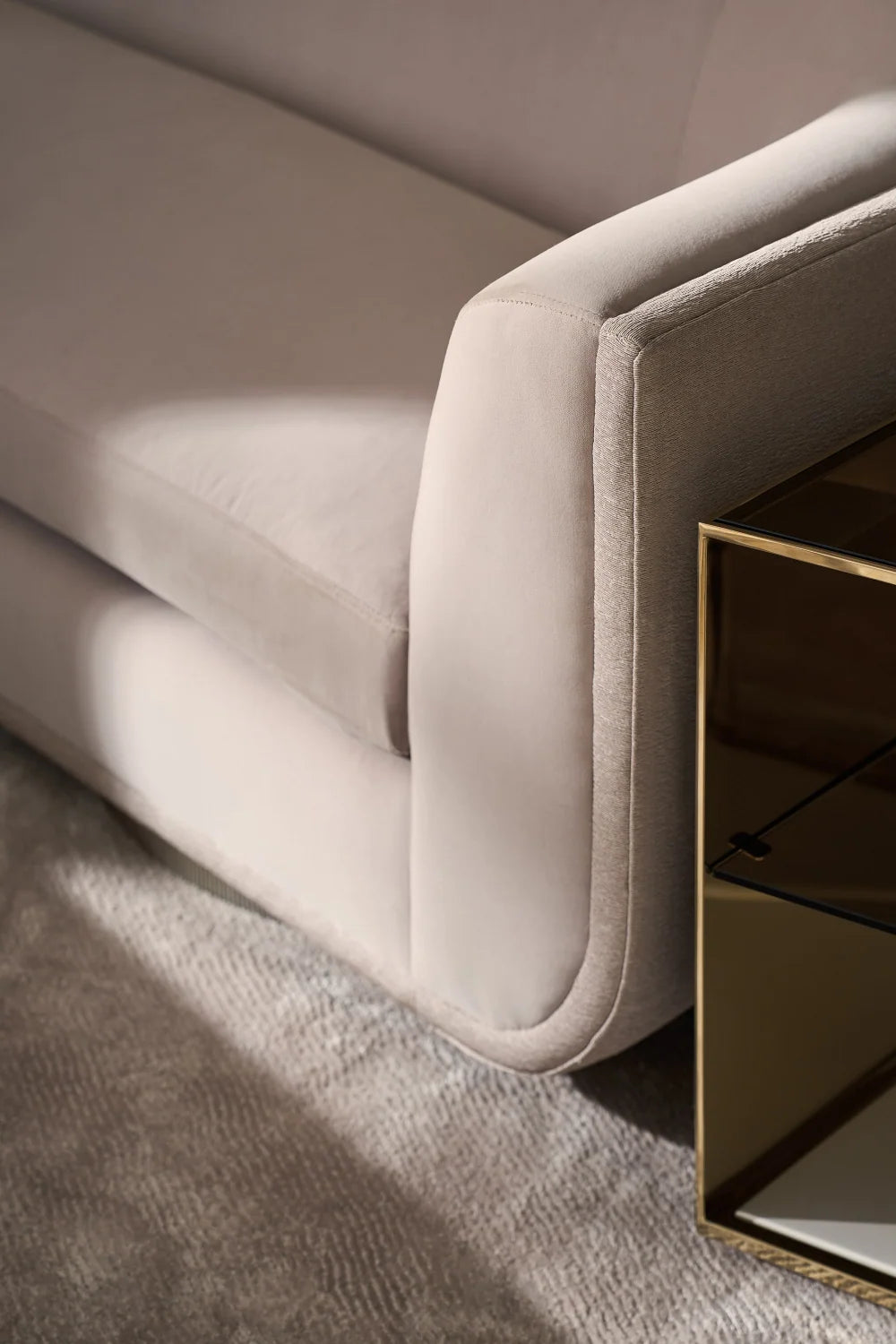 Luxury Curved Taupe Velvet Sofa Modern Italian Style for Villa