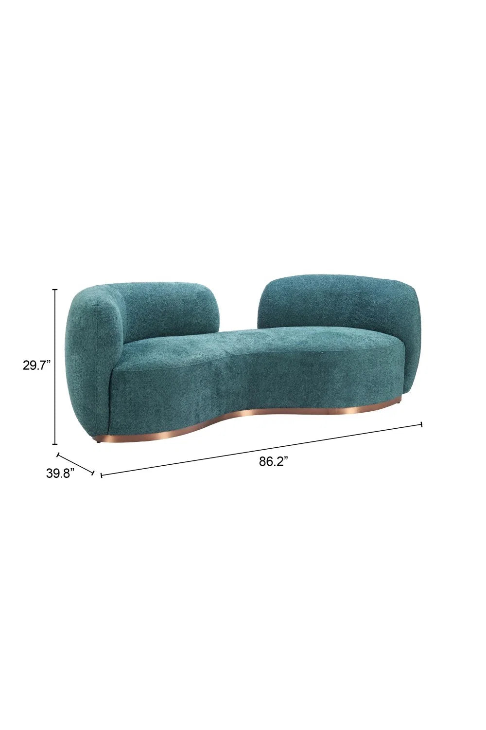 Luxury Curved Teal Fabric Sofa Modern Italian Style for Villa