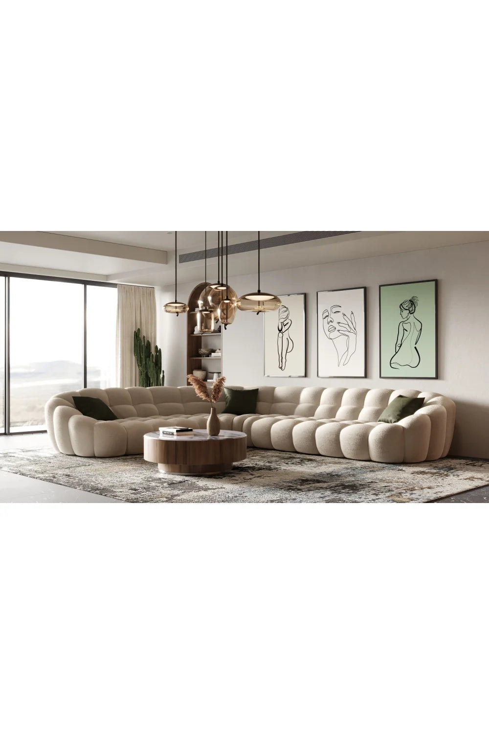 Luxury Curved Tufted Sectional Sofa Modern Italian Style for Villa