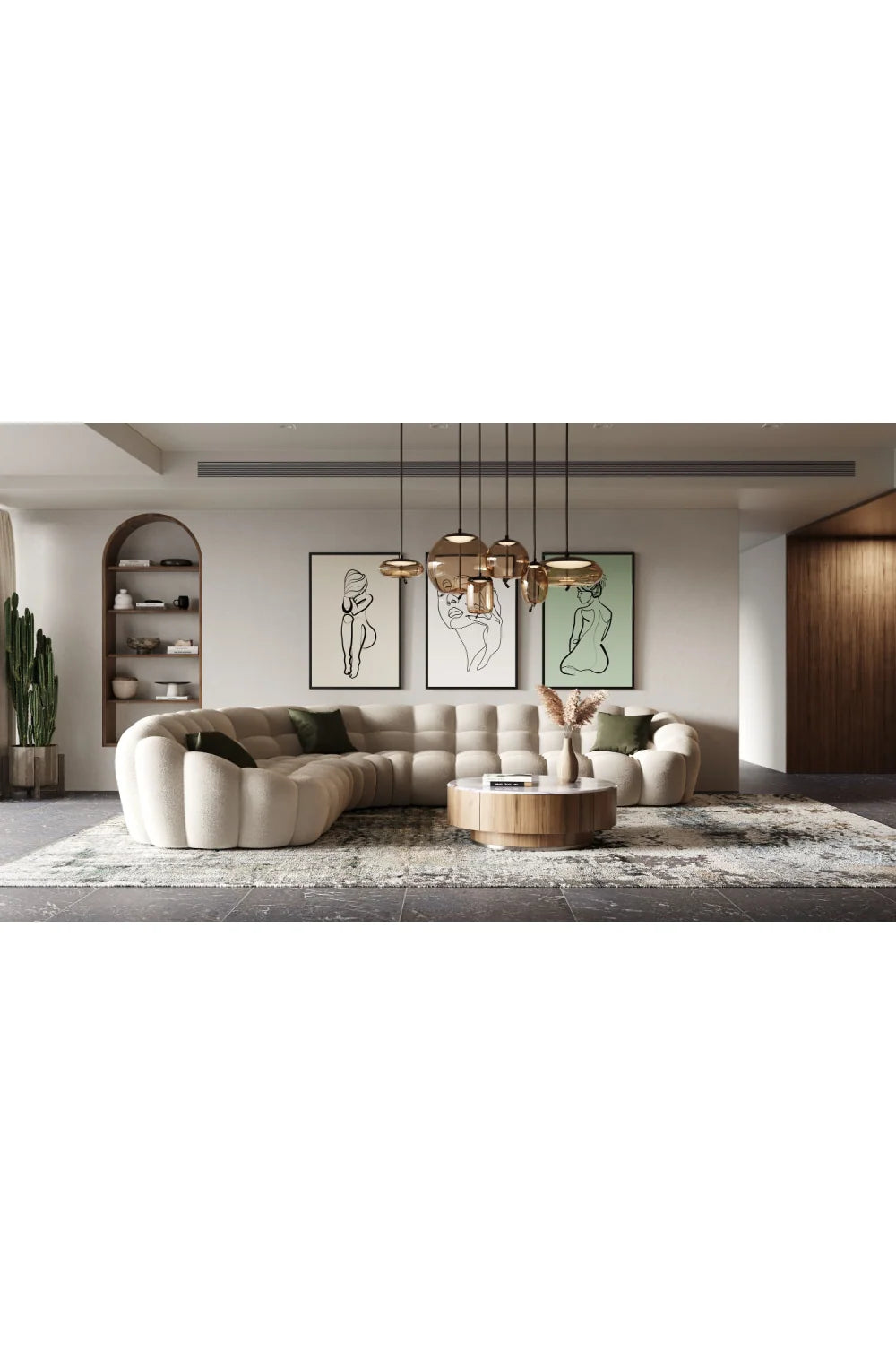Luxury Curved Tufted Sectional Sofa Modern Italian Style for Villa