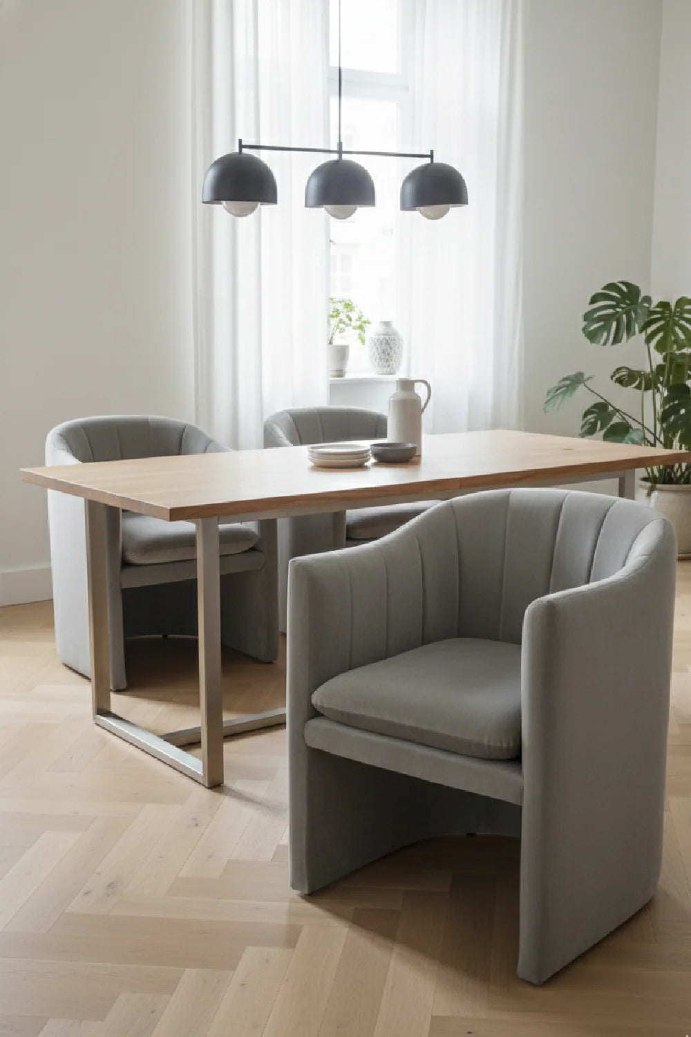 Luxury Curved Velvet Modern Dining Chair European Style for Villa