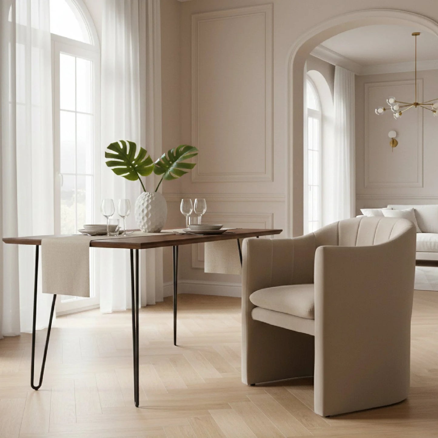 Luxury Curved Velvet Modern Dining Chair European Style for Villa